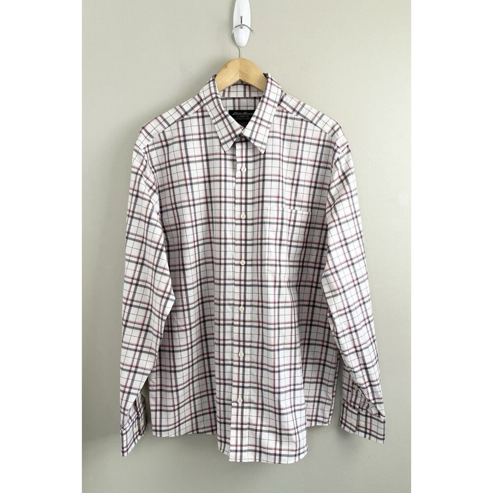 Eddie Bauer Button Up Shirt Classic Fit‎ Wrinkle And Stain Resistant Sz L Plaid